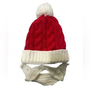 Vintage style Santa Clause knit hat and beard combo